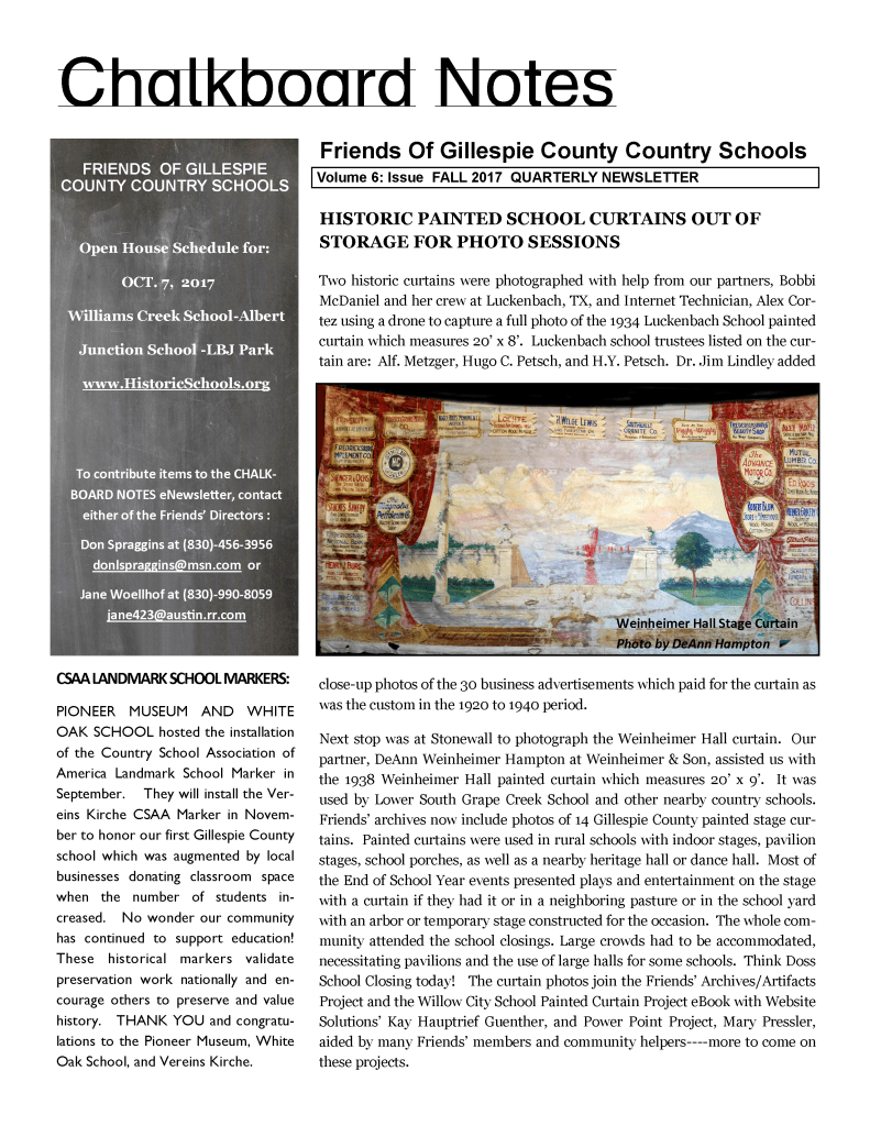 2017 Fall Chalkboard Notes Newsletter