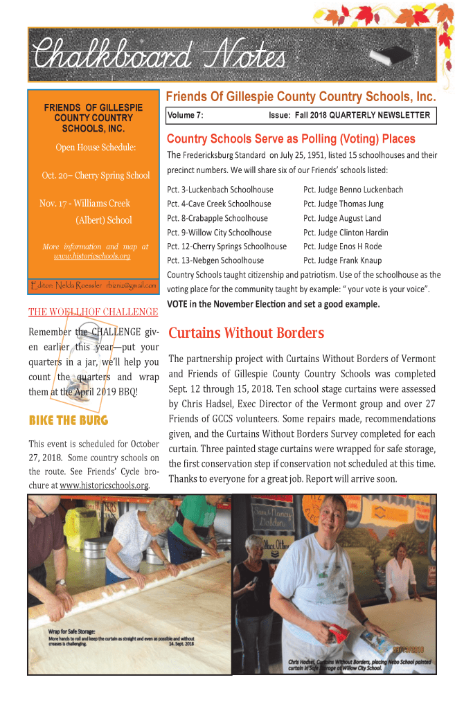 2018 Fall Chalkboard Notes Newsletter