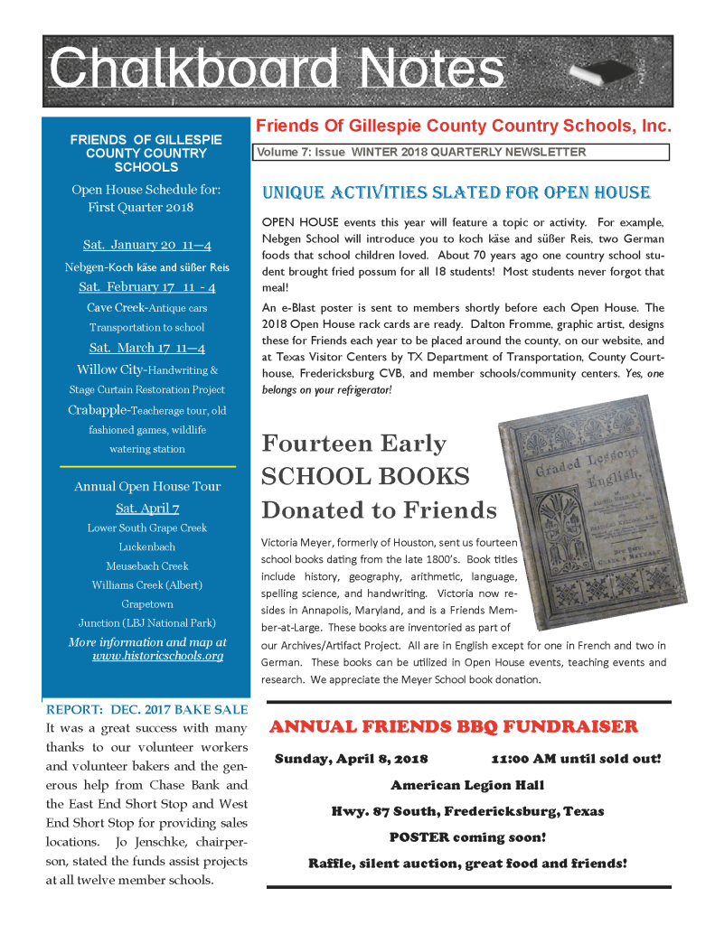 2018 Winter Chalkboard Notes Newsletter
