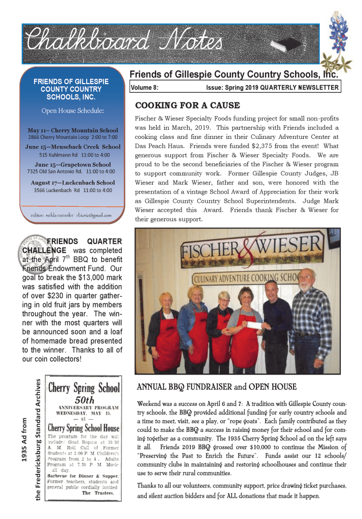 2019 Spring Chalkboard Notes Newsletter