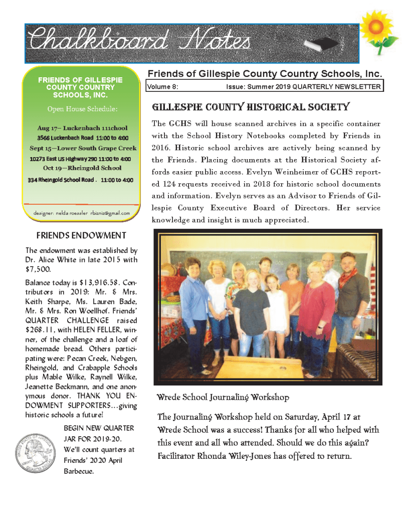 2019 Summer Chalkboard Notes Newsletter