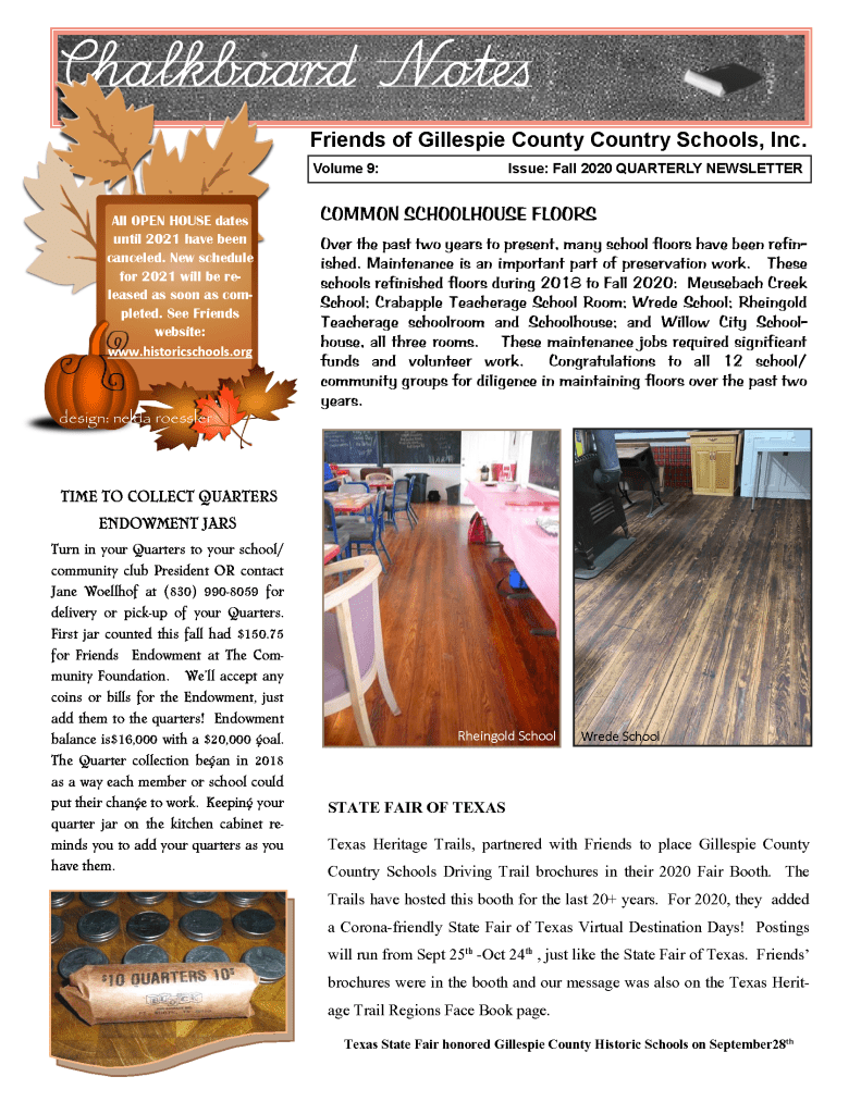 2020 Fall Chalkboard Notes Newsletter