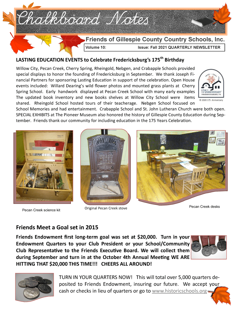 2021 Fall Chalkboard Notes Newsletter