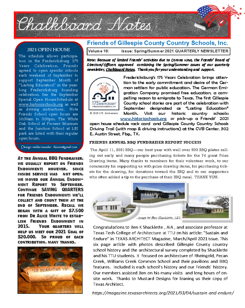 2021 Spring/Summer Chalkboard Notes Newsletter