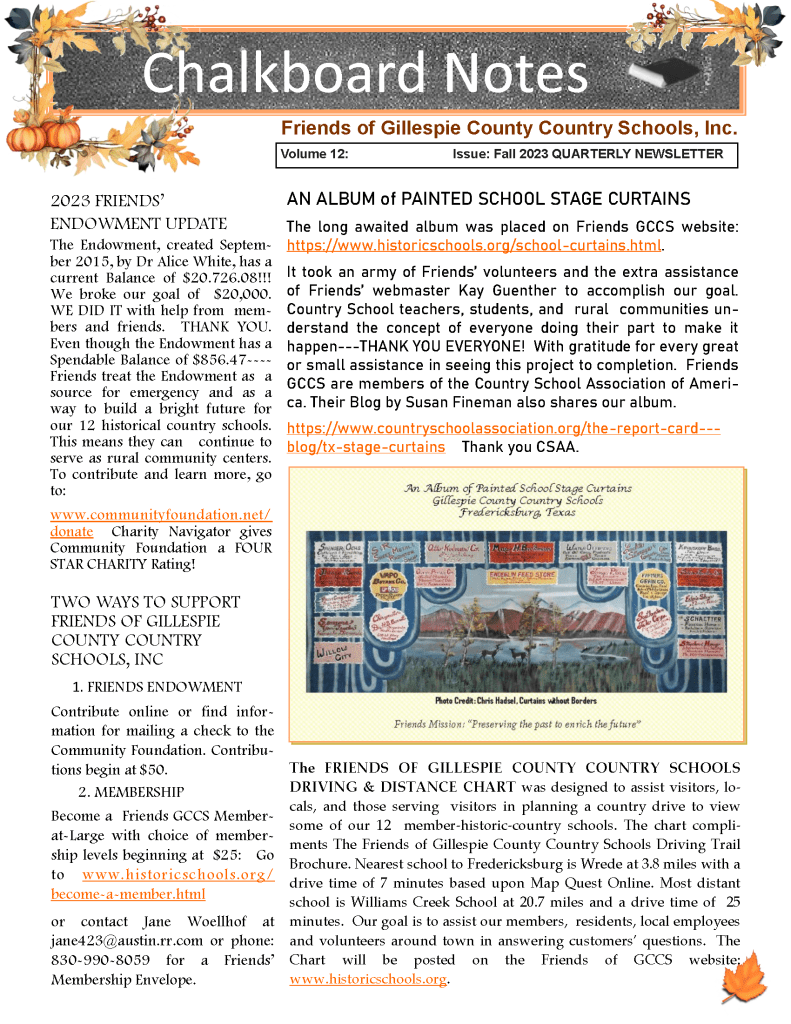 2023 Fall Chalkboard Notes Newsletter