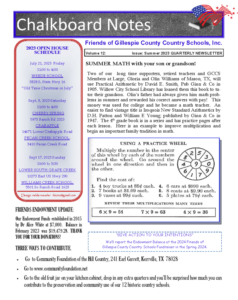 2023 Summer Chalkboard Notes Newsletter