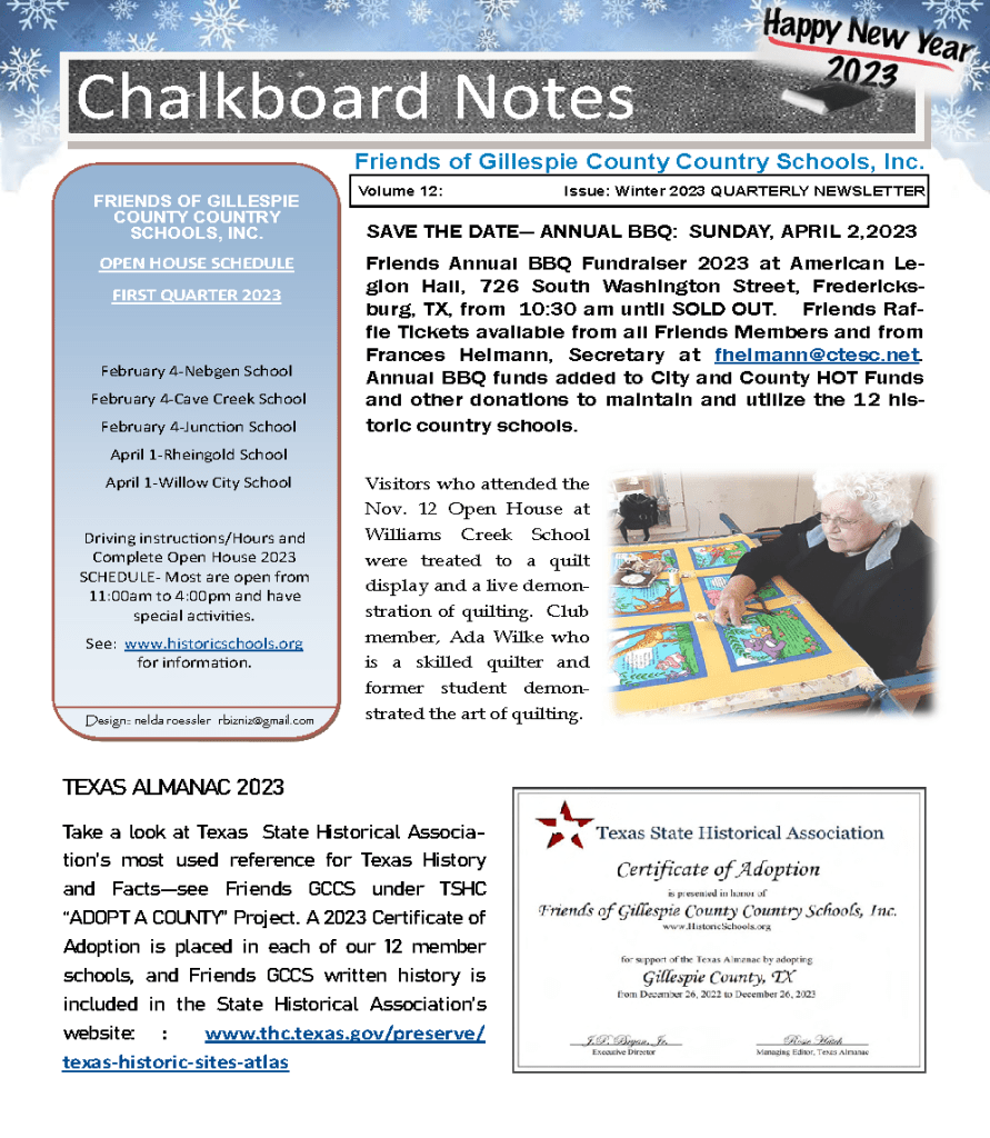 2023 Winter Chalkboard Notes Newsletter