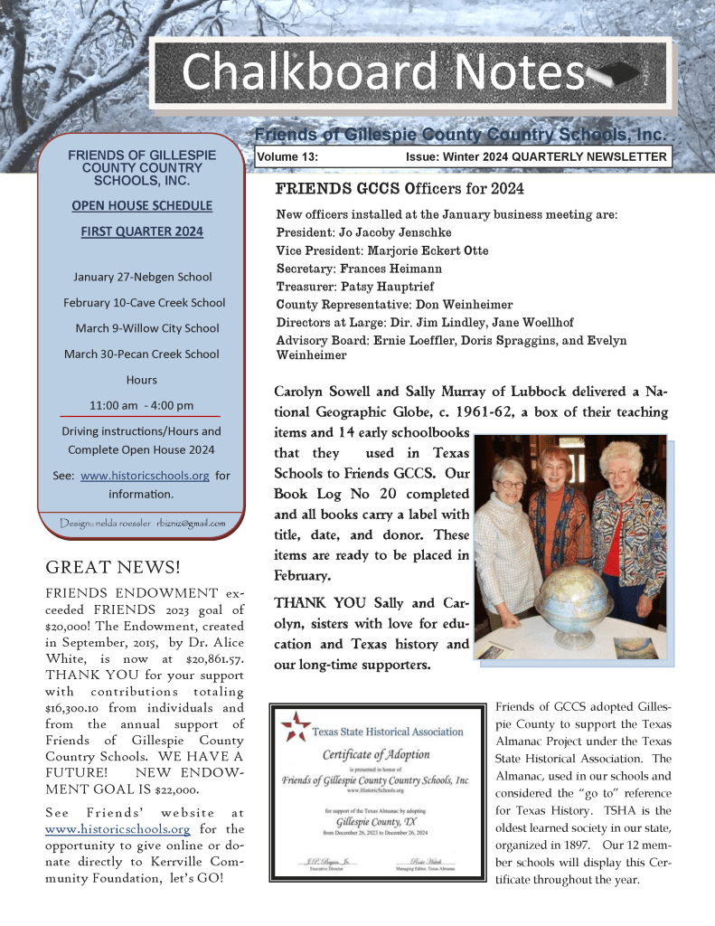 2024 Winter Chalkboard Notes Newsletter