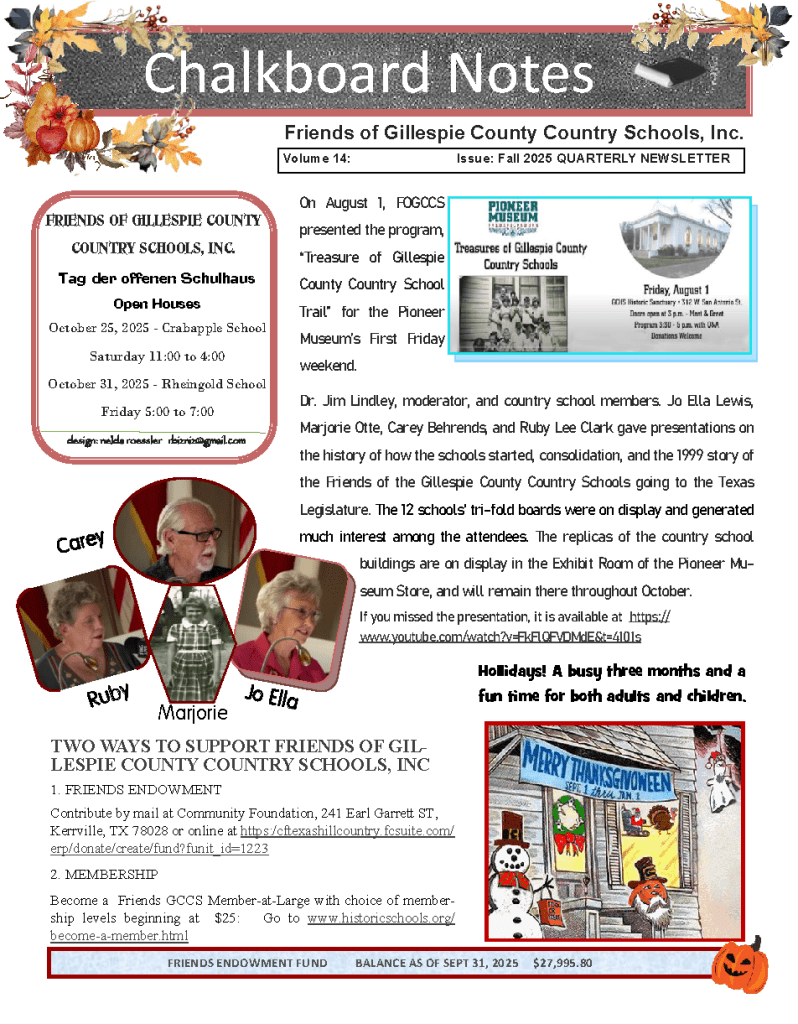 2025 Fall Chalkboard Notes Newsletter