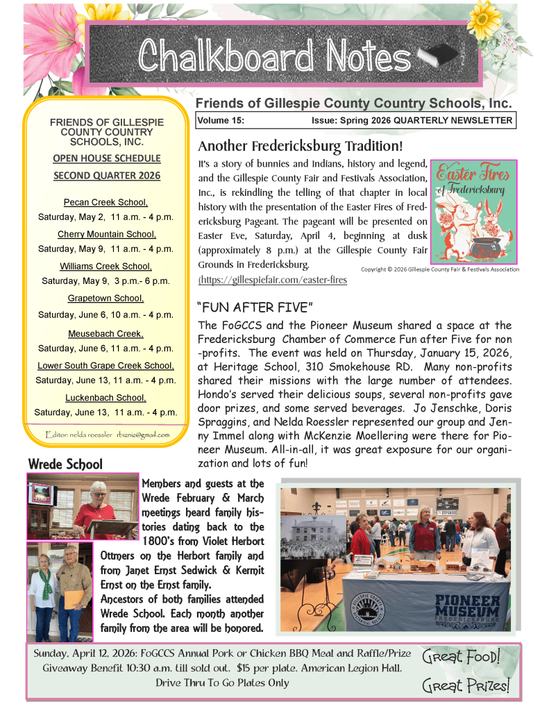 2026 Spring Chalkboard Notes Newsletter